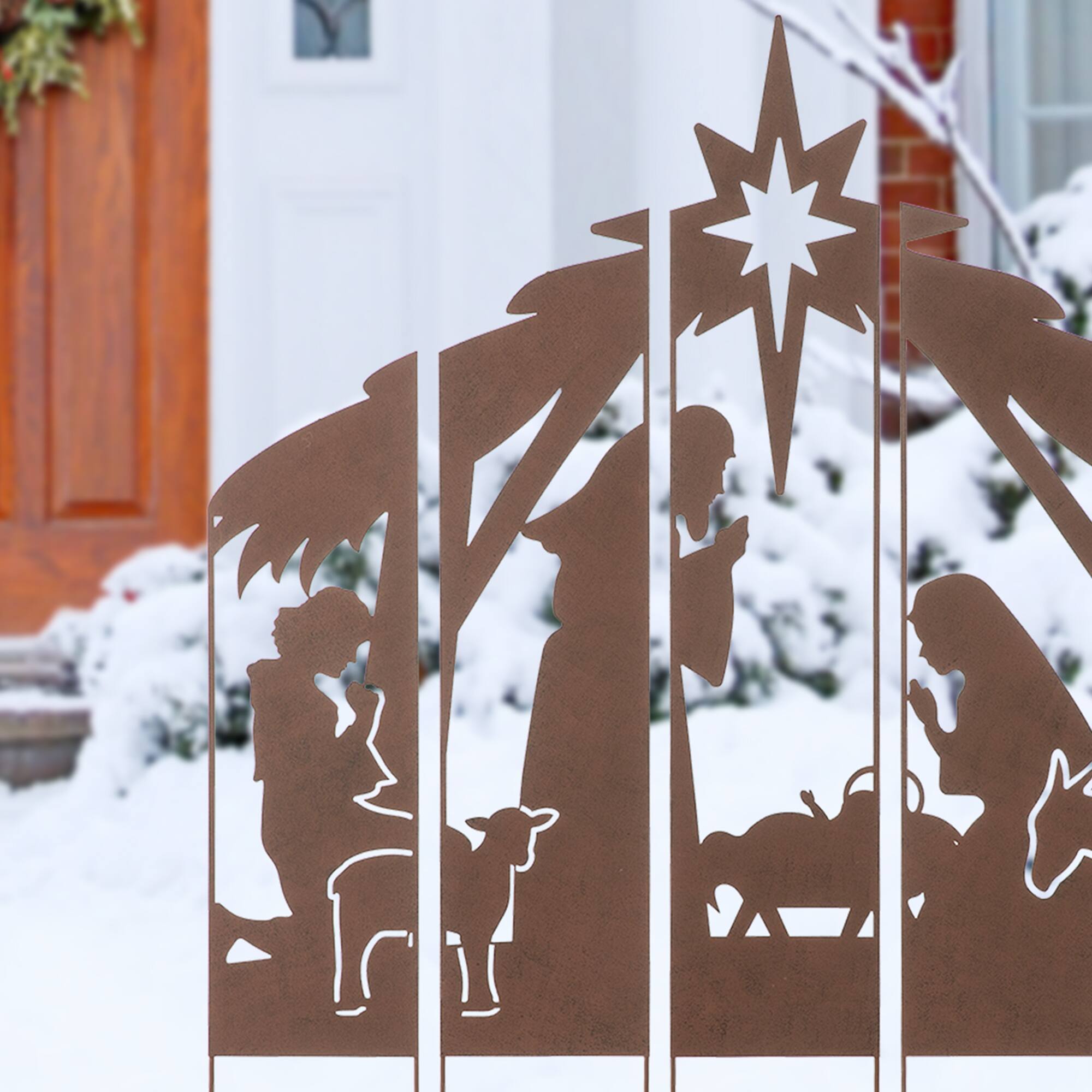 Glitzhome® 41.5'' Metal Nativity Combo Yardstake
